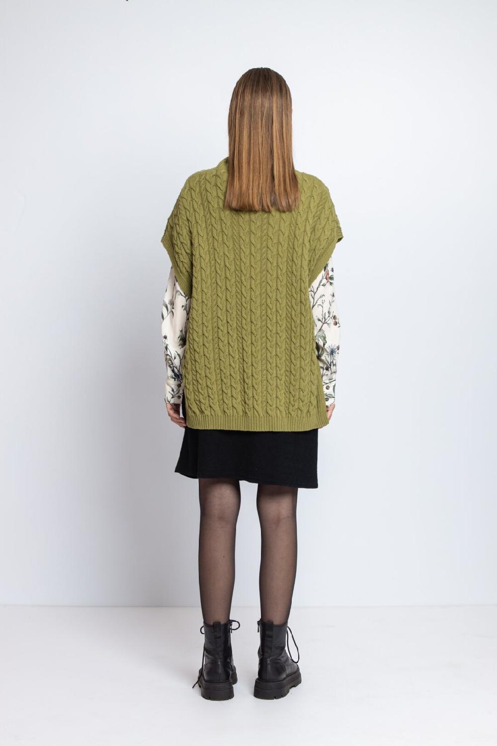 Ivko Woman Sleeveless Pullover Structure Pattern Green