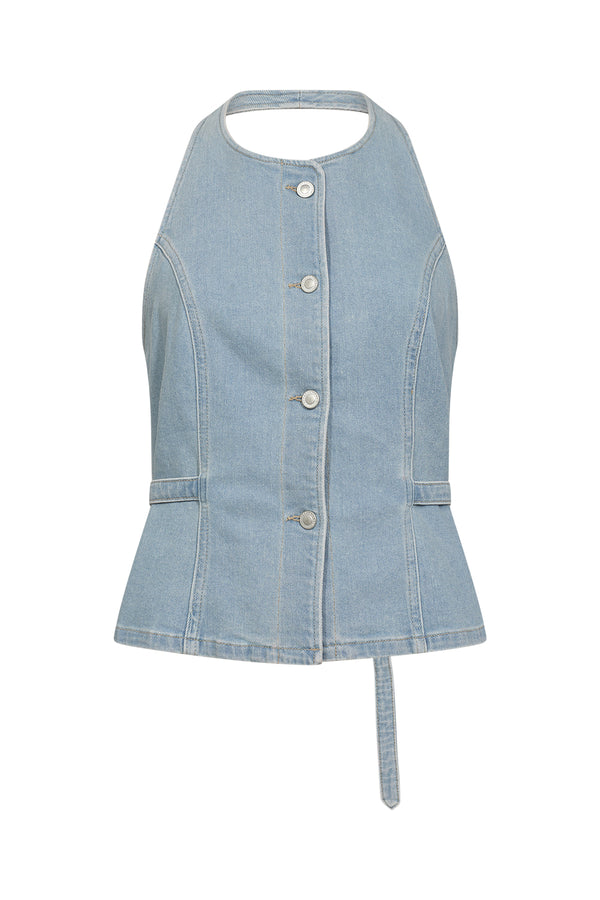 Ivy Copenhagen IVY-Alba Halterneck Top Wash Le Havre Denim Blue