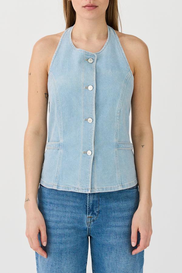 Ivy Copenhagen IVY-Alba Halterneck Top Wash Le Havre Denim Blue