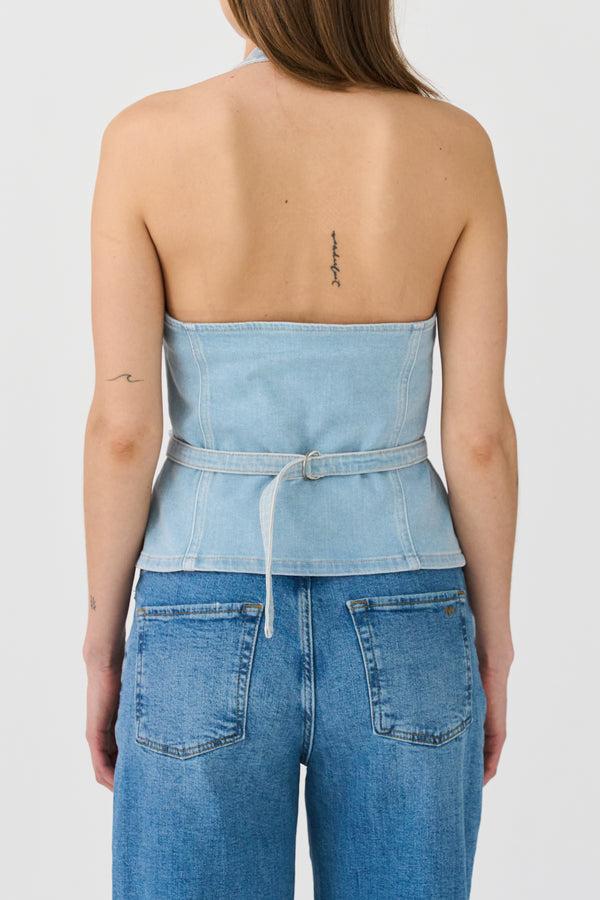 Ivy Copenhagen IVY-Alba Halterneck Top Wash Le Havre Denim Blue