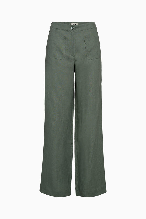 ivy copenhagen IVY-Augusta 70's Linen Pant - Dusty Steel Green