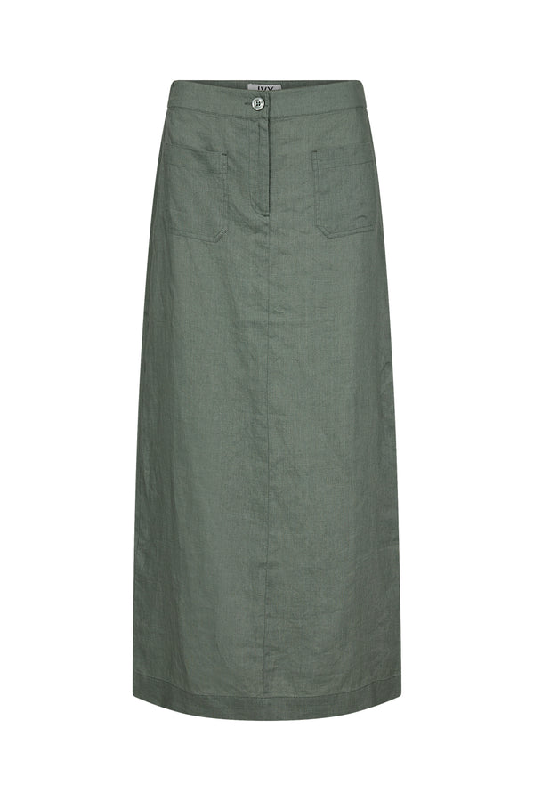Ivy Copenhagen IVY-Augusta 70's Linen Skirt - Dusty Steel Green