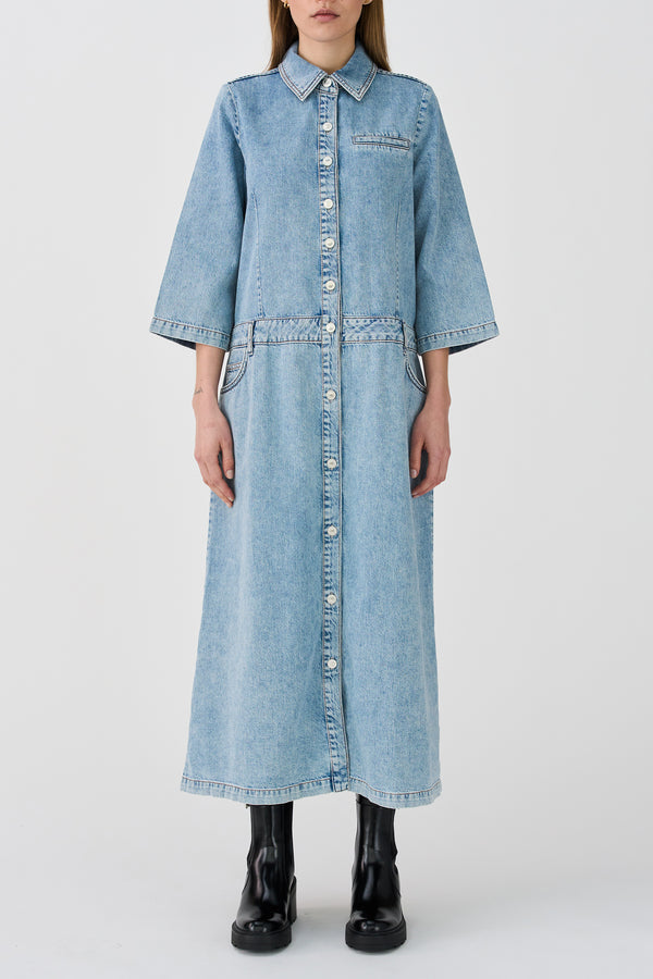 Ivy Copenhagen IVY-Augusta Long Dress Wash Bedford Vintage Denim Blue