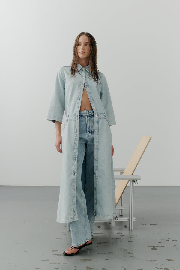 ivy copenhagen IVY-Augusta Long Dress Wash Bedford Vintage Denim Blue