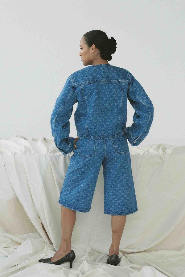 ivy copenhagen IVY-Augusta Long Shorts Wash Punch Needle Denim Blue