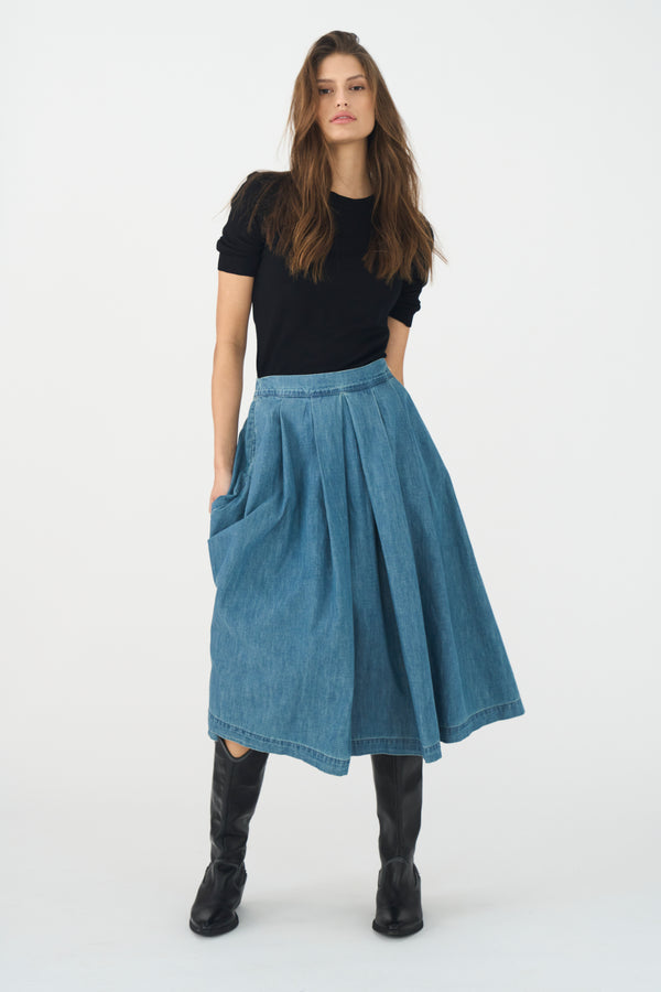 ivy copenhagen IVY-Augusta Solar Skirt Wash Bristol Denim Blue
