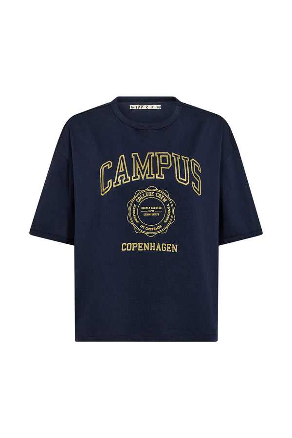 Ivy Copenhagen IVY-Campus Glitter Tee - Deep Navy Blue