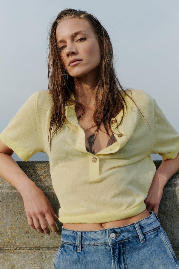 ivy copenhagen IVY-Ava Placket Knit - Mellow Yellow