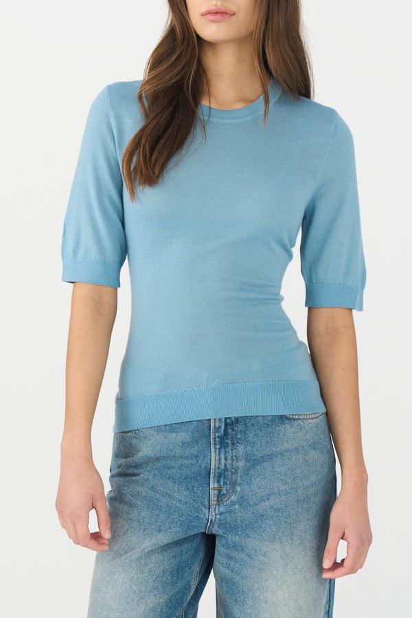 Ivy Copenhagen IVY-Essex SS O-neck Knit - Steel Blue