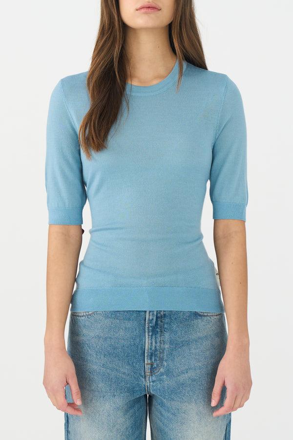 ivy copenhagen IVY-Essex SS O-neck Knit - Steel Blue