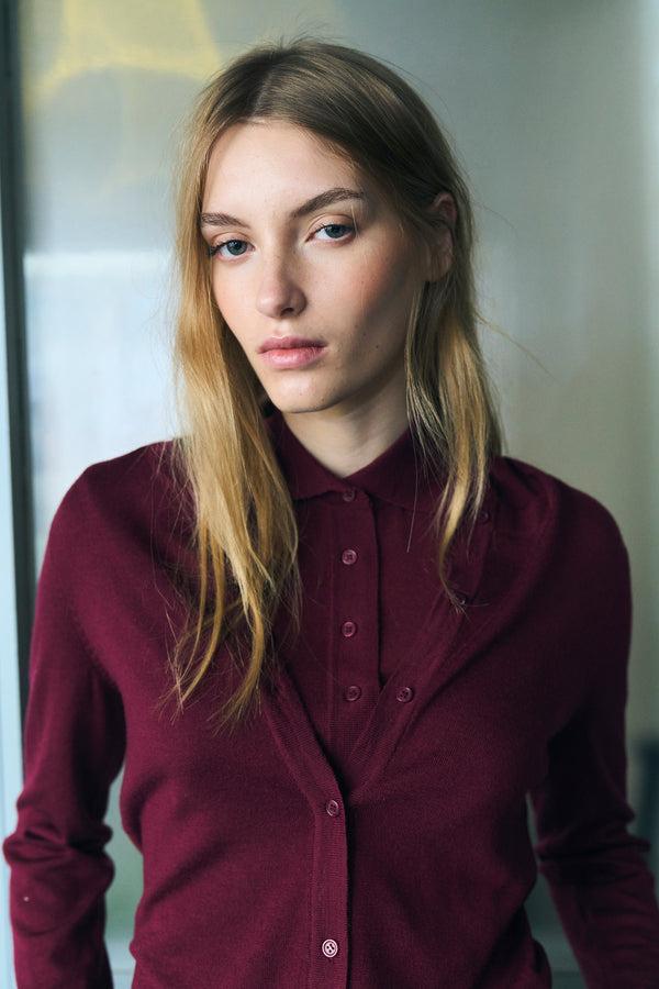 ivy copenhagen IVY-Essex SS Polo Knit - Burgundy