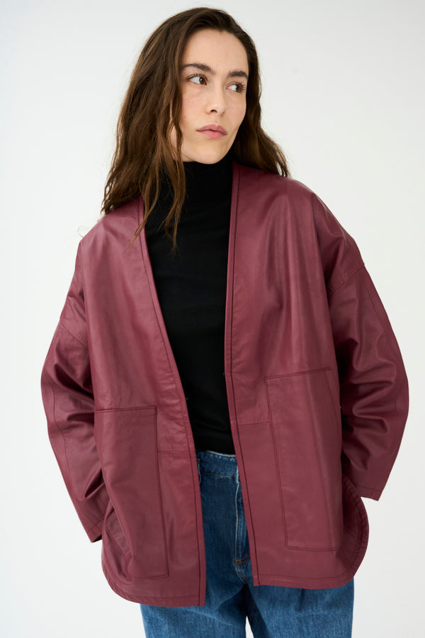 Ivy Copenhagen IVY-Kylie Leather Cardigan - Burgundy