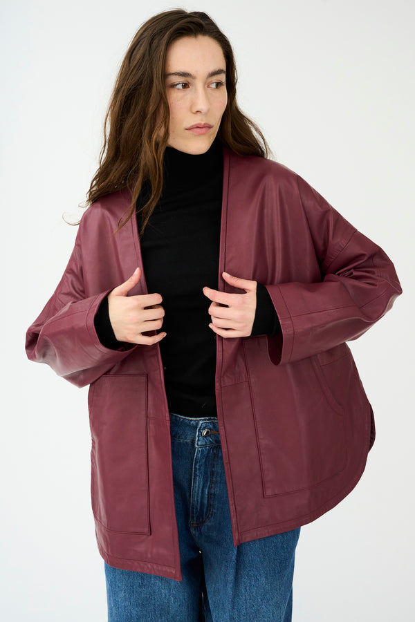 Ivy Copenhagen IVY-Kylie Leather Cardigan - Burgundy