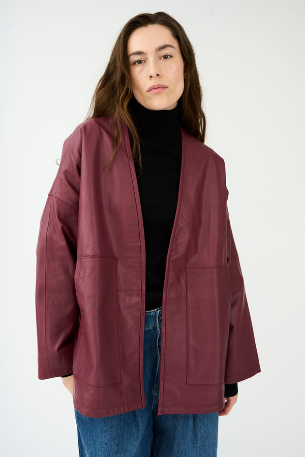 ivy copenhagen IVY-Kylie Leather Cardigan - Burgundy