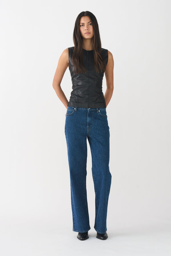 Ivy Copenhagen IVY-Kylie Leather Mix Top - Black