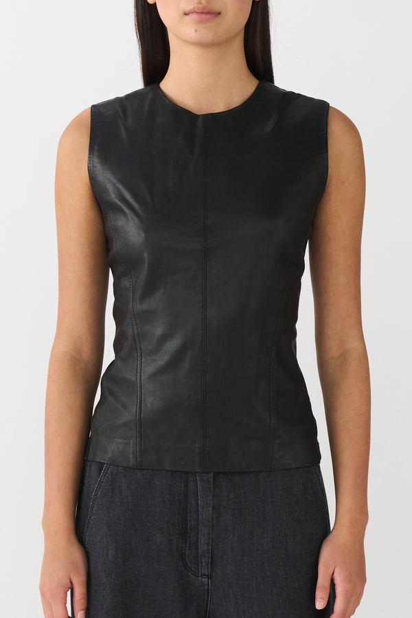 ivy copenhagen IVY-Kylie Leather Mix Top - Black