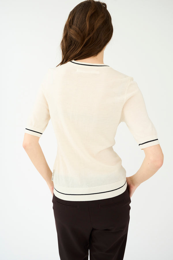 Ivy Copenhagen IVY-Essex Contrast SS O-neck Knit - Ecru