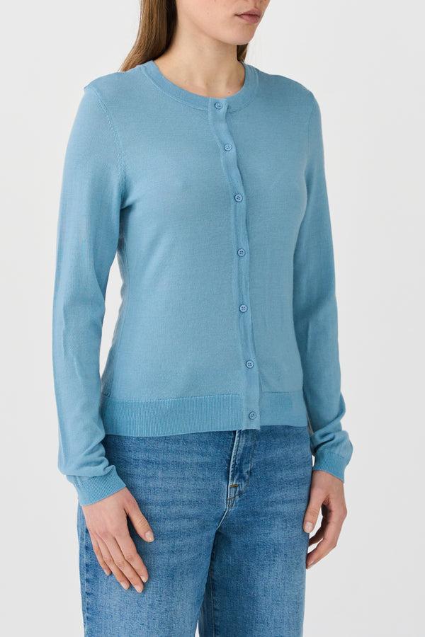 Ivy Copenhagen IVY-Essex LS O-neck Cardigan - Steel Blue
