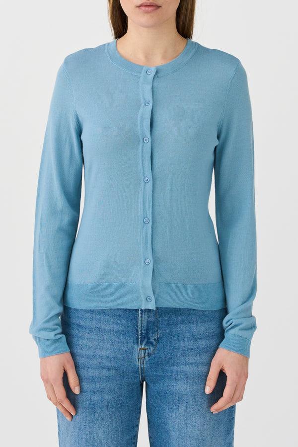 ivy copenhagen IVY-Essex LS O-neck Cardigan - Steel Blue