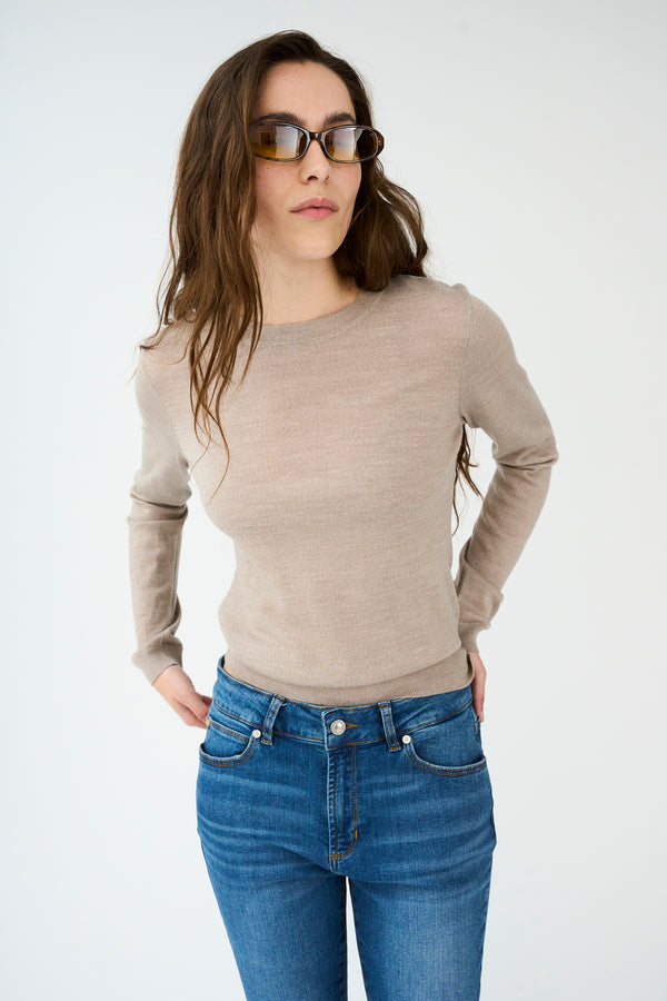 Ivy Copenhagen IVY-Essex LS O-neck Knit - Beige Melange