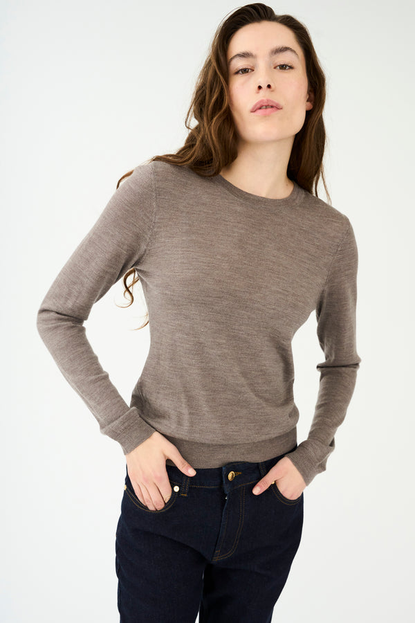 Ivy Copenhagen IVY-Essex LS O-neck Knit - Brown Melange