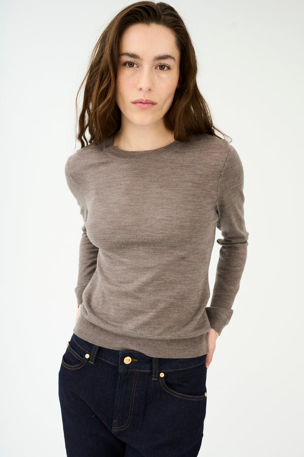 ivy copenhagen IVY-Essex LS O-neck Knit - Brown Melange