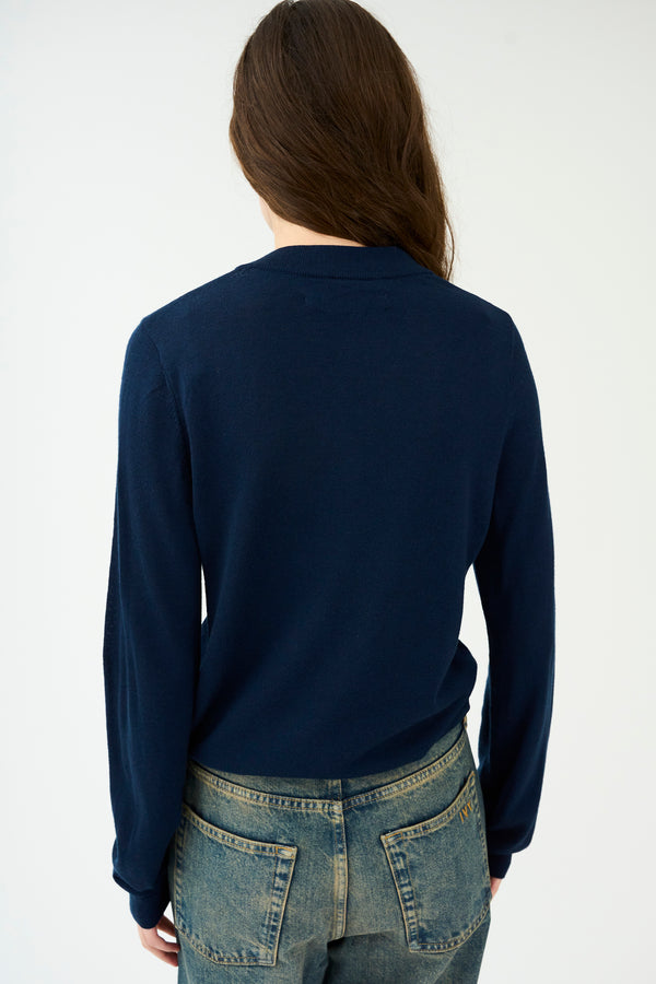 Ivy Copenhagen IVY-Essex Regular LS V-neck Knit - Deep Navy Blue