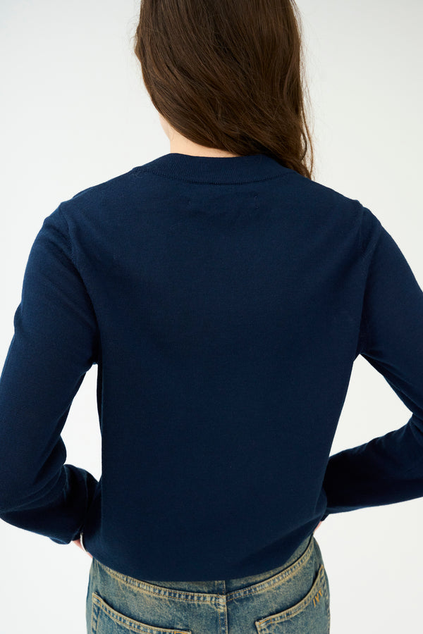 Ivy Copenhagen IVY-Essex Regular LS V-neck Knit - Deep Navy Blue