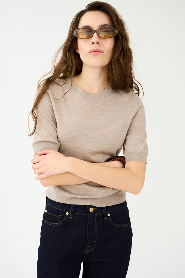 Ivy Copenhagen IVY-Essex SS O-neck Knit - Beige Melange