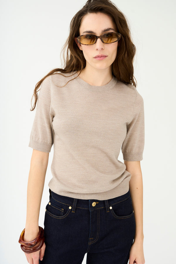 ivy copenhagen IVY-Essex SS O-neck Knit - Beige Melange