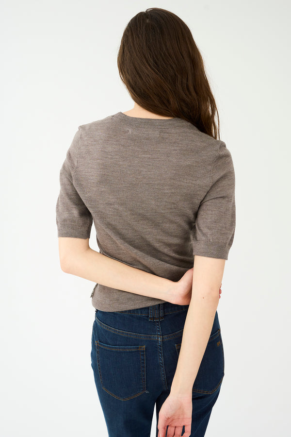 Ivy Copenhagen IVY-Essex SS O-neck Knit - Brown Melange