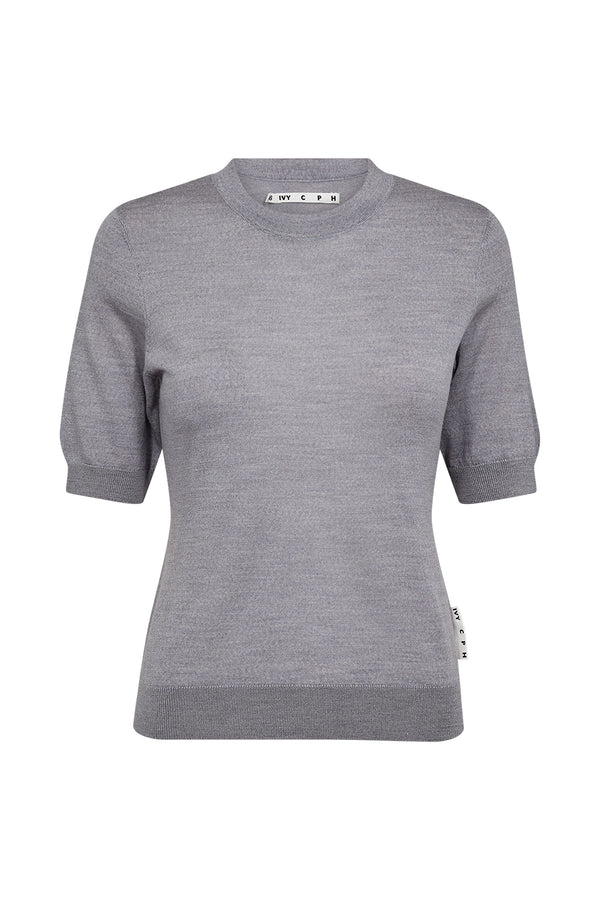 Ivy Copenhagen IVY-Essex SS O-neck Knit - Light Grey Melange