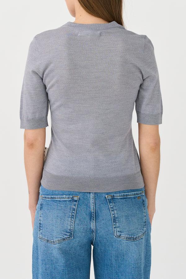 Ivy Copenhagen IVY-Essex SS O-neck Knit - Light Grey Melange