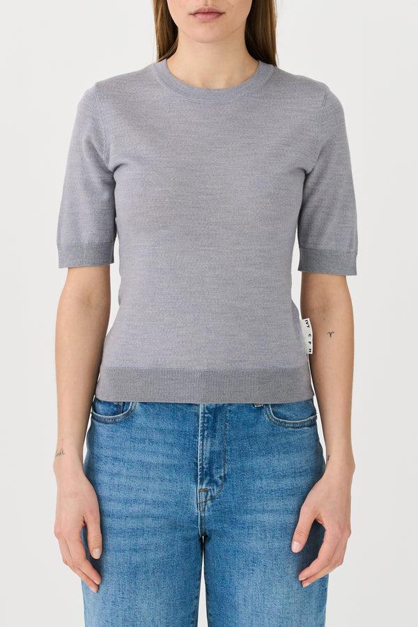 ivy copenhagen IVY-Essex SS O-neck Knit - Light Grey Melange