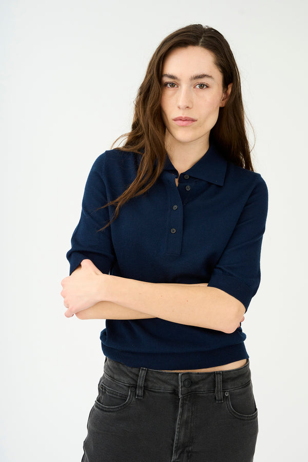 Ivy Copenhagen IVY-Essex SS Polo Knit - Deep Navy Blue