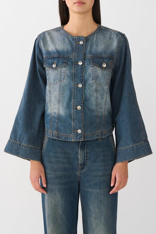ivy copenhagen IVY-Jazz Cropped Denim Jacket Wash Melilla Denim Blue