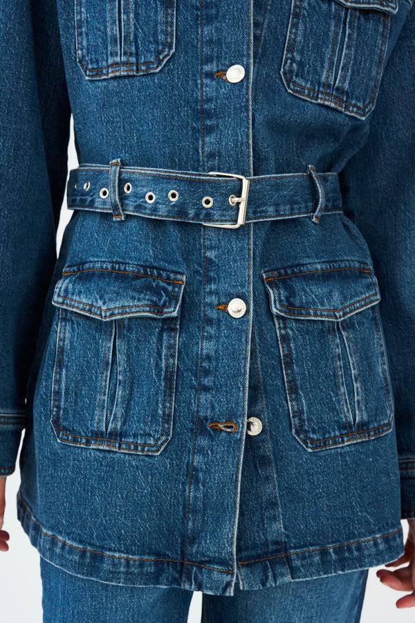 Ivy Copenhagen IVY-Kay Belted Uniform Jacket Wash Dublin Original Denim Blue