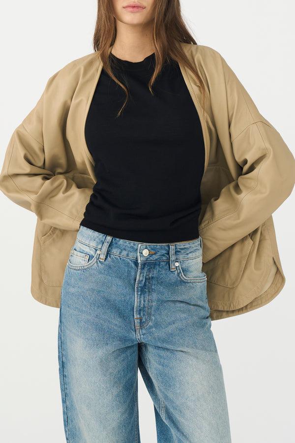 Ivy Copenhagen IVY-Kylie Leather Cardigan - Dark Desert