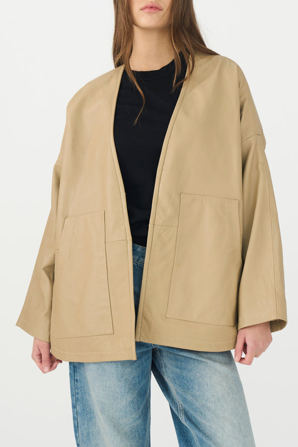 Ivy Copenhagen IVY-Kylie Leather Cardigan - Dark Desert