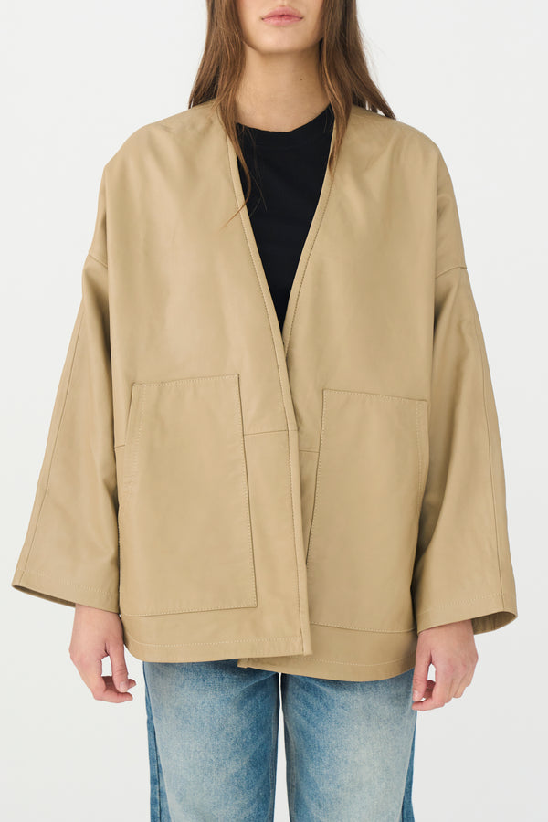 ivy copenhagen IVY-Kylie Leather Cardigan - Dark Desert