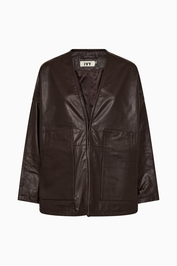 Ivy Copenhagen IVY-Kylie Leather Cardigan - Expresso Brown
