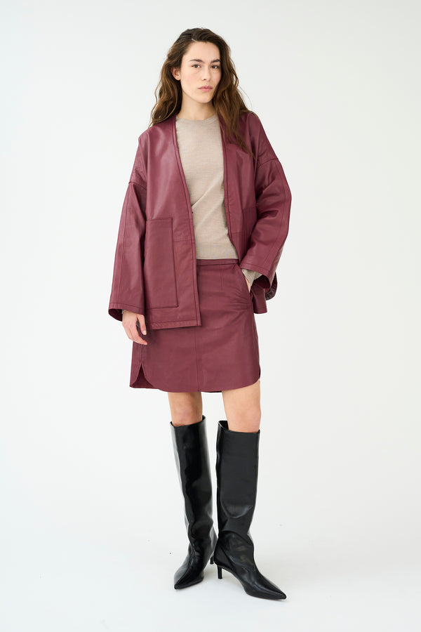 ivy copenhagen IVY-Kylie Leather Mini Skirt - Burgundy