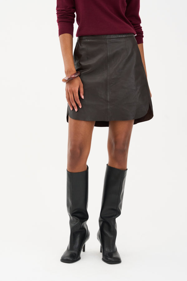 Ivy Copenhagen IVY-Kylie Leather Mini Skirt - Expresso Brown