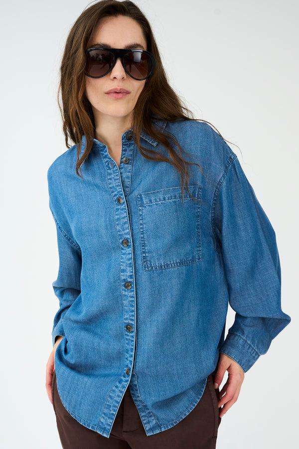 ivy copenhagen IVY-Matti Lyocel Shirt Wash Bronx Denim Blue