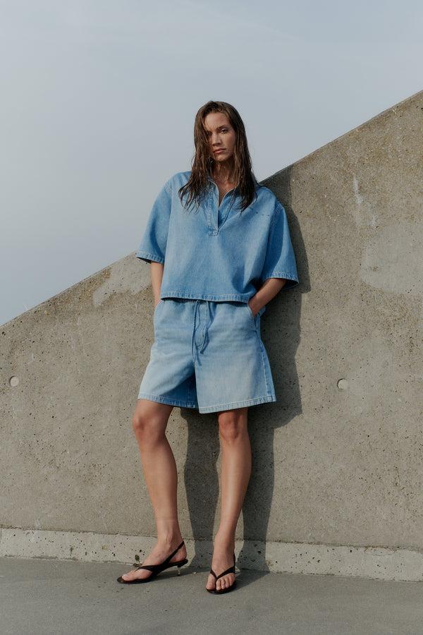 ivy copenhagen IVY-Opera Tie Shorts Wash Lille Denim Blue