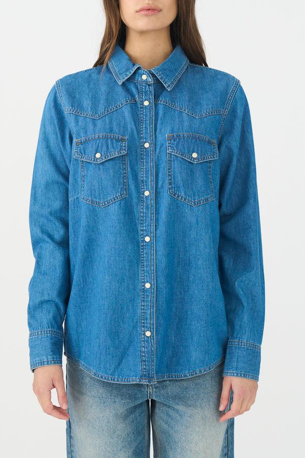 Ivy Copenhagen IVY-Ora LS Shirt Mid Blue Mid Blue Denim