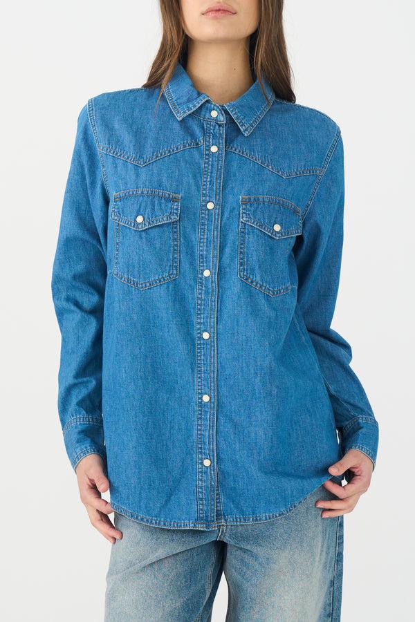 Ivy Copenhagen IVY-Ora LS Shirt Mid Blue Mid Blue Denim