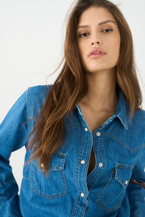 ivy copenhagen IVY-Ora LS Shirt Mid Blue Mid Blue Denim