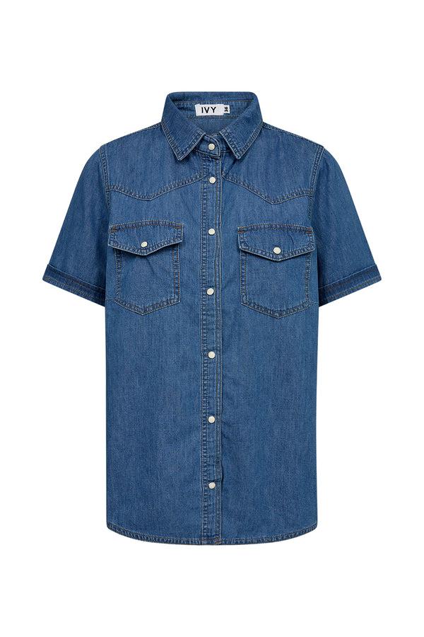 Ivy Copenhagen IVY-Ora SS Shirt Mid Blue Mid Blue Denim