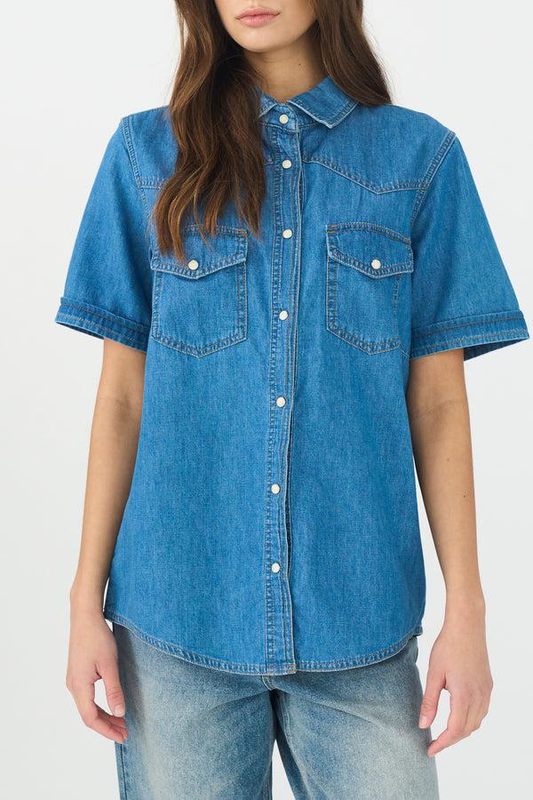 Ivy Copenhagen IVY-Ora SS Shirt Mid Blue Mid Blue Denim